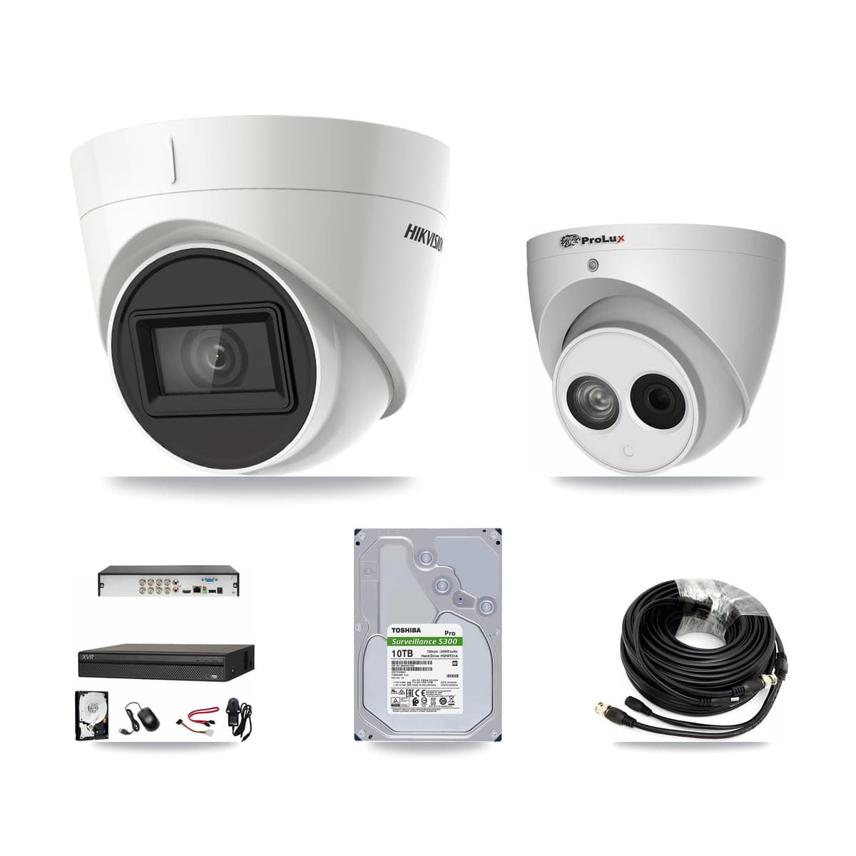 8-Channel 4MP – 4K CCTV Kit — 4 DS-2CE78U1T 4K + 1 PXC-612C4W-A 4MP Turret Cameras + 10TB Recording (XVR-3108AD Recorder) - Image 1