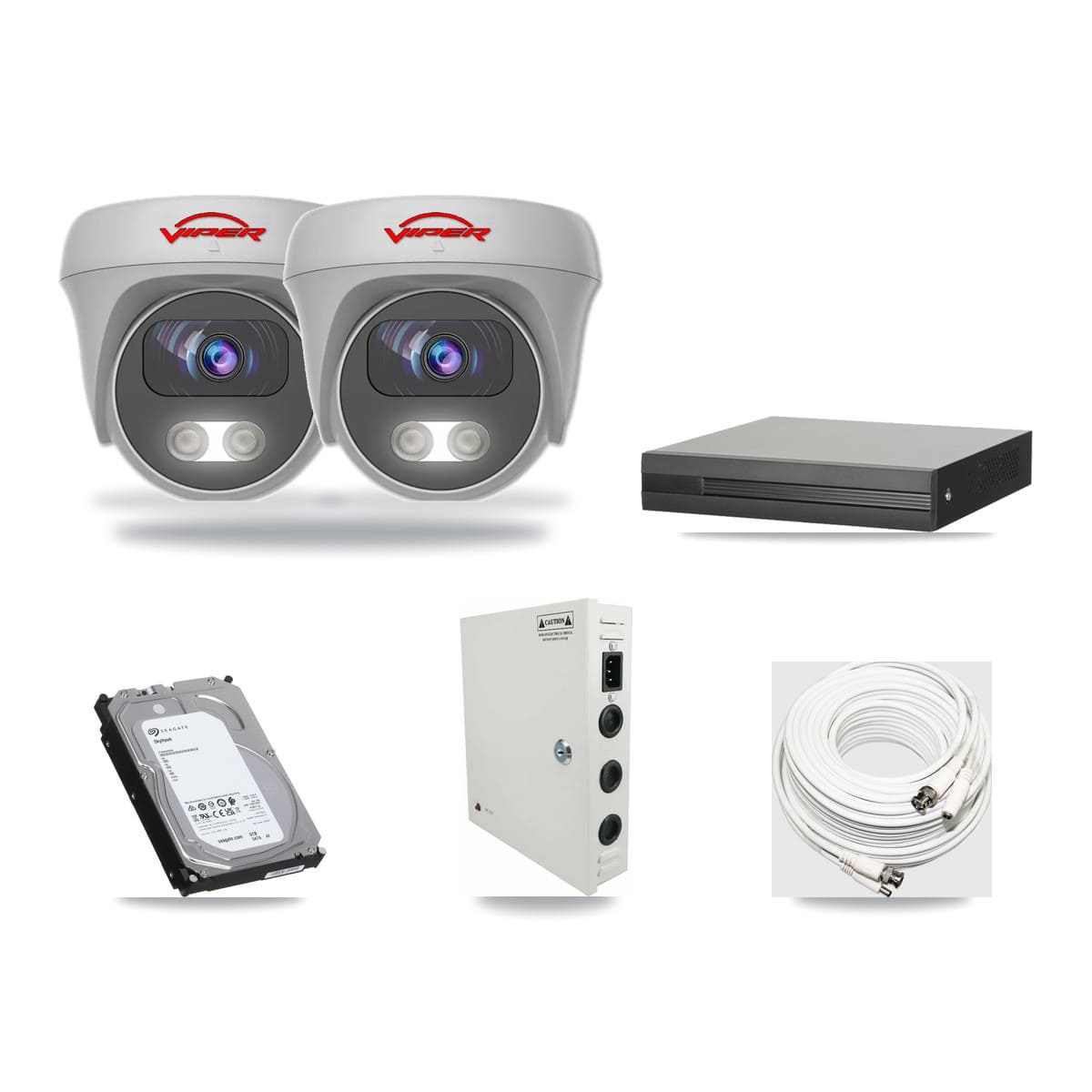 16-channel CCTV kit: 2 cameras (2× 5MP Camera), 6TB hard drive