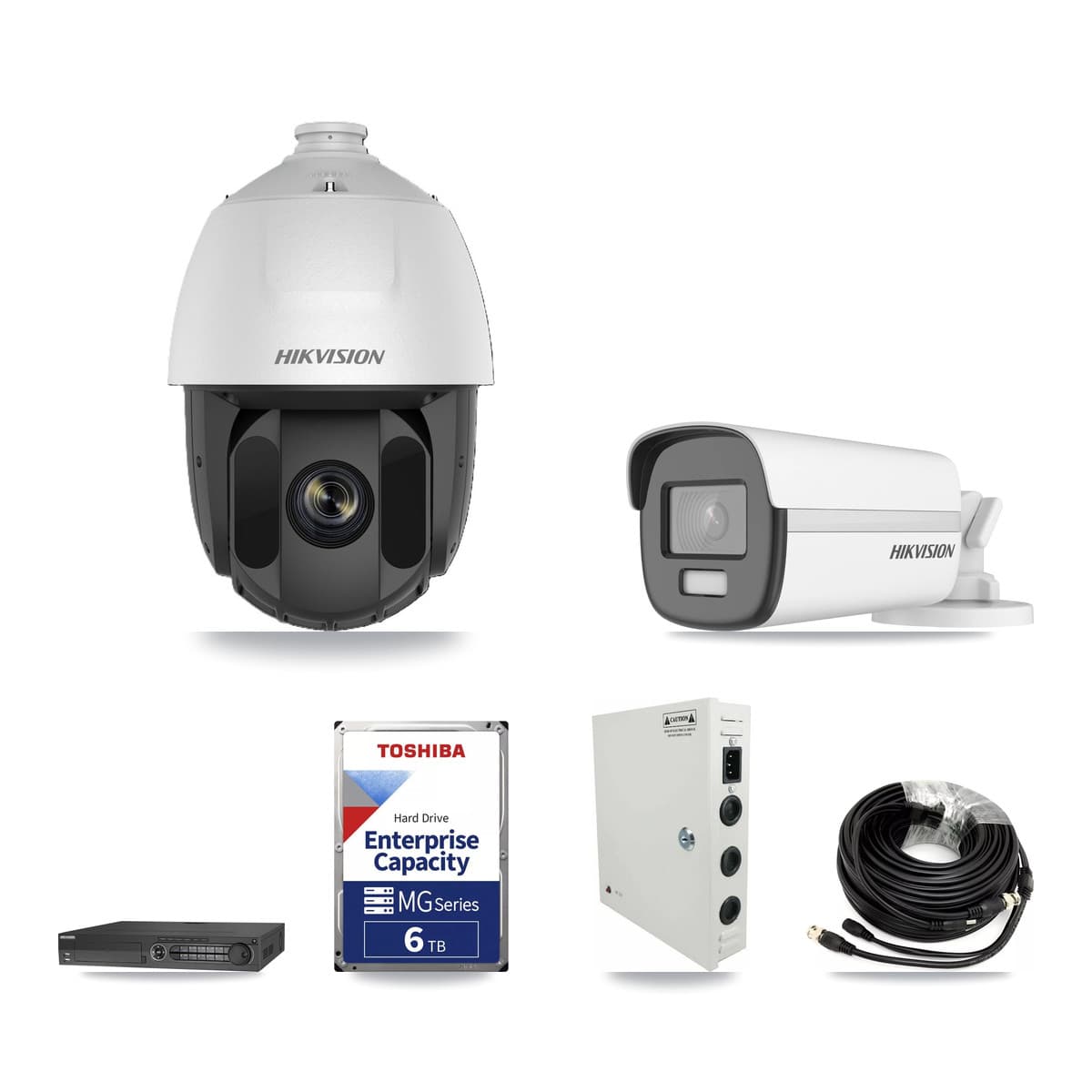 Hikvision 32-Channel 2MP – 4K CCTV Kit — 23 DS-2AE5225TI 2MP PTZ + 1 DS-2CE12UF3T 4K Bullet Cameras + 3× 6TB Recording