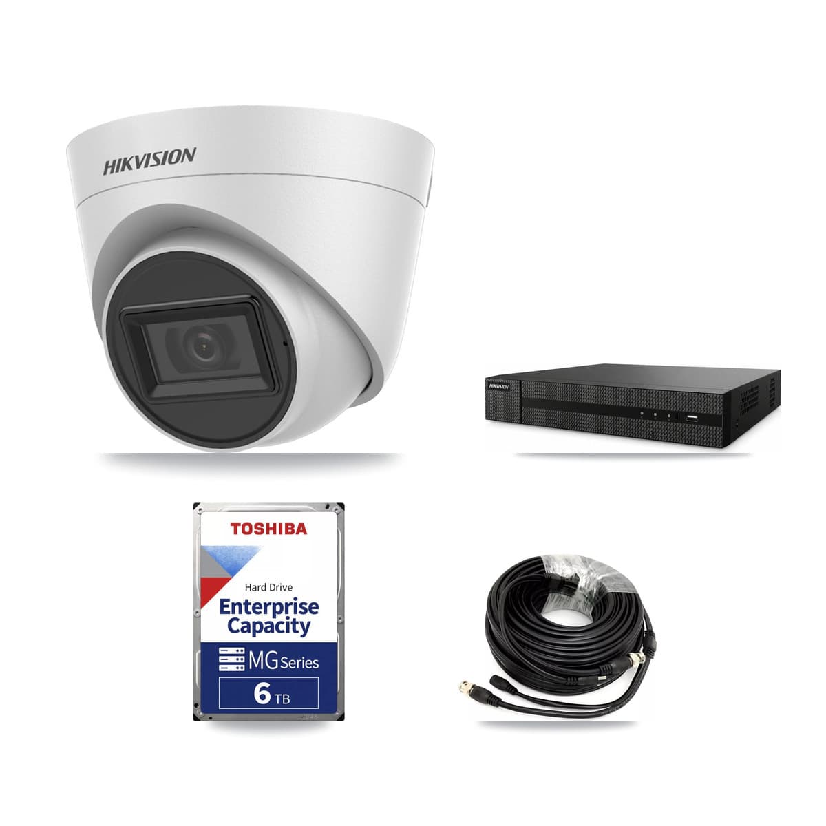 Hikvision 8-Channel 5MP CCTV Kit — 5 White Turret Cameras + 6TB Recording (DVR-8CH Recorder) - Image 1