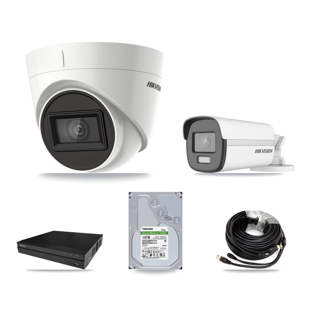 Hikvision & Prolux 8-Channel 4K CCTV Kit — 1 DS-2CE12UF3T Bullet + 6 DS-2CE78U1T Turret Cameras + 2× 10TB Recording