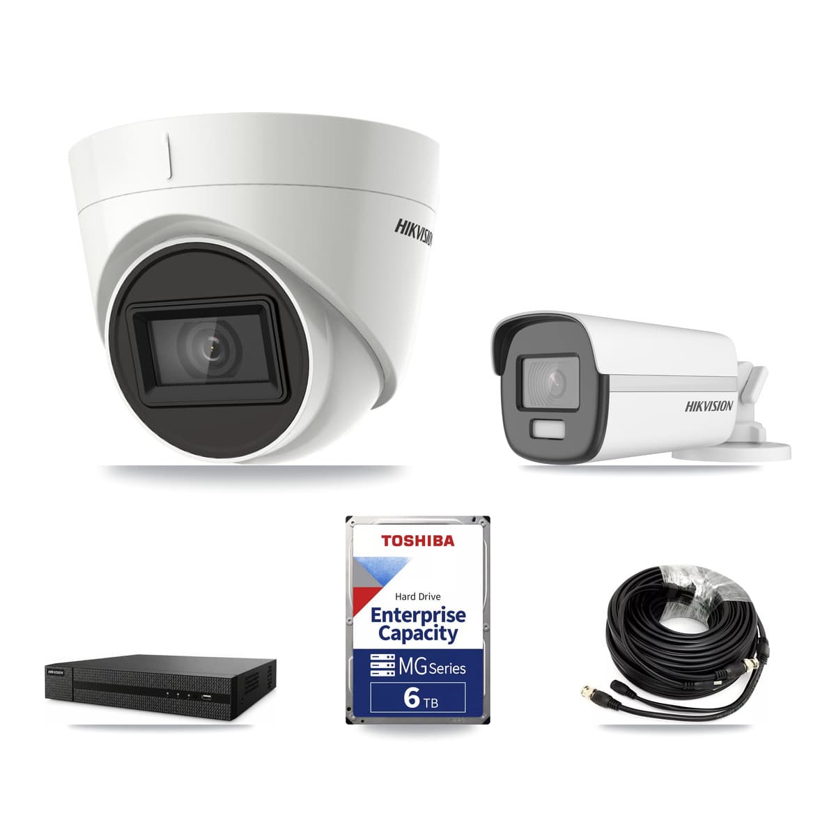 Hikvision 8-Channel 4K CCTV Kit — 1 DS-2CE12UF3T Bullet + 3 DS-2CE78U1T Turret Cameras + 6TB Recording