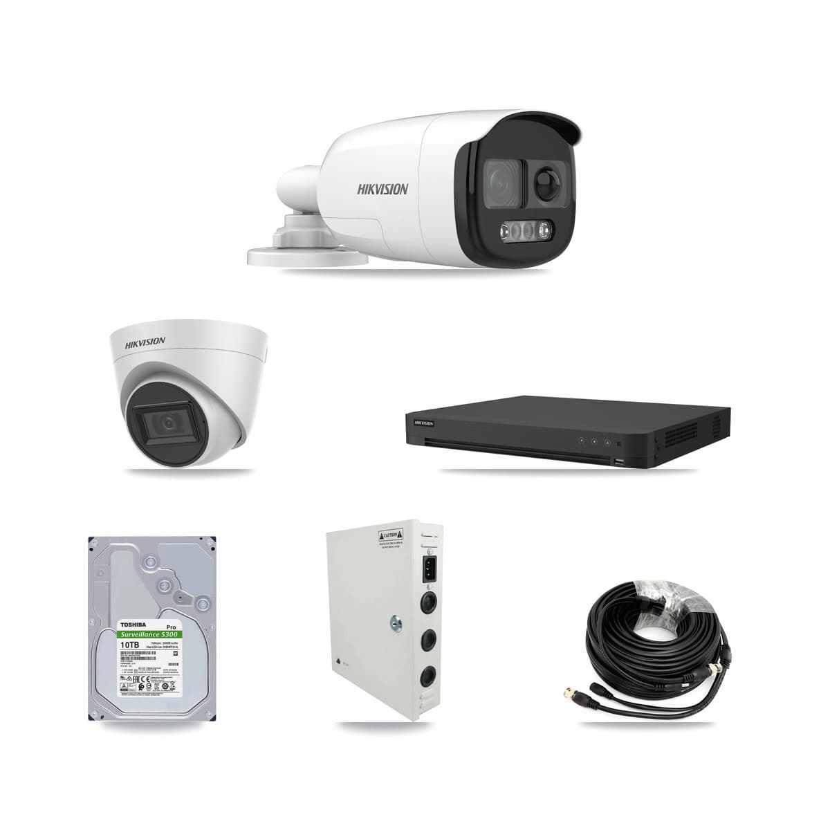 Hikvision 16-Channel 5MP CCTV Kit — 14 Bullet + 1 White Turret Cameras + 2× 10TB Recording - Image 1