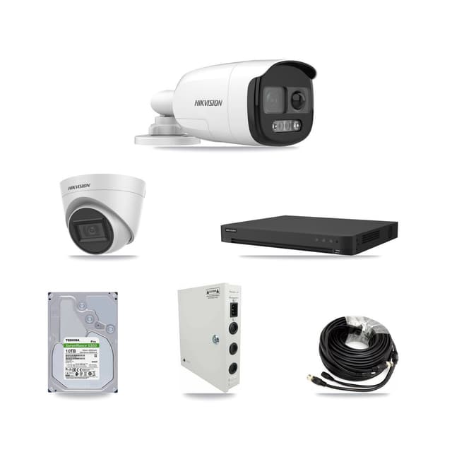 Hikvision 16-Channel 5MP CCTV Kit — 14 Bullet + 1 White Turret Cameras + 2× 10TB Recording