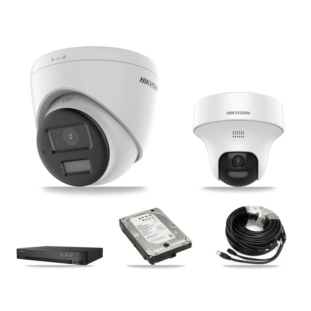 Hikvision 4-Channel 5MP CCTV Kit — 1 DS-2CE70K0T + 3 DS-2CE78K0T Turret Cameras + 5TB Recording (DS-7204HUHI Recorder) - Image 1