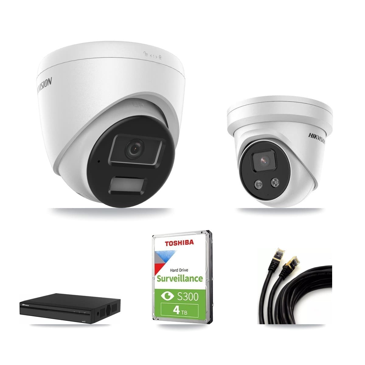 Hikvision & Prolux 4-Channel 4MP – 5MP CCTV Kit — 1 4MP + 1 5MP Turret Cameras + 4TB Recording - Image 1
