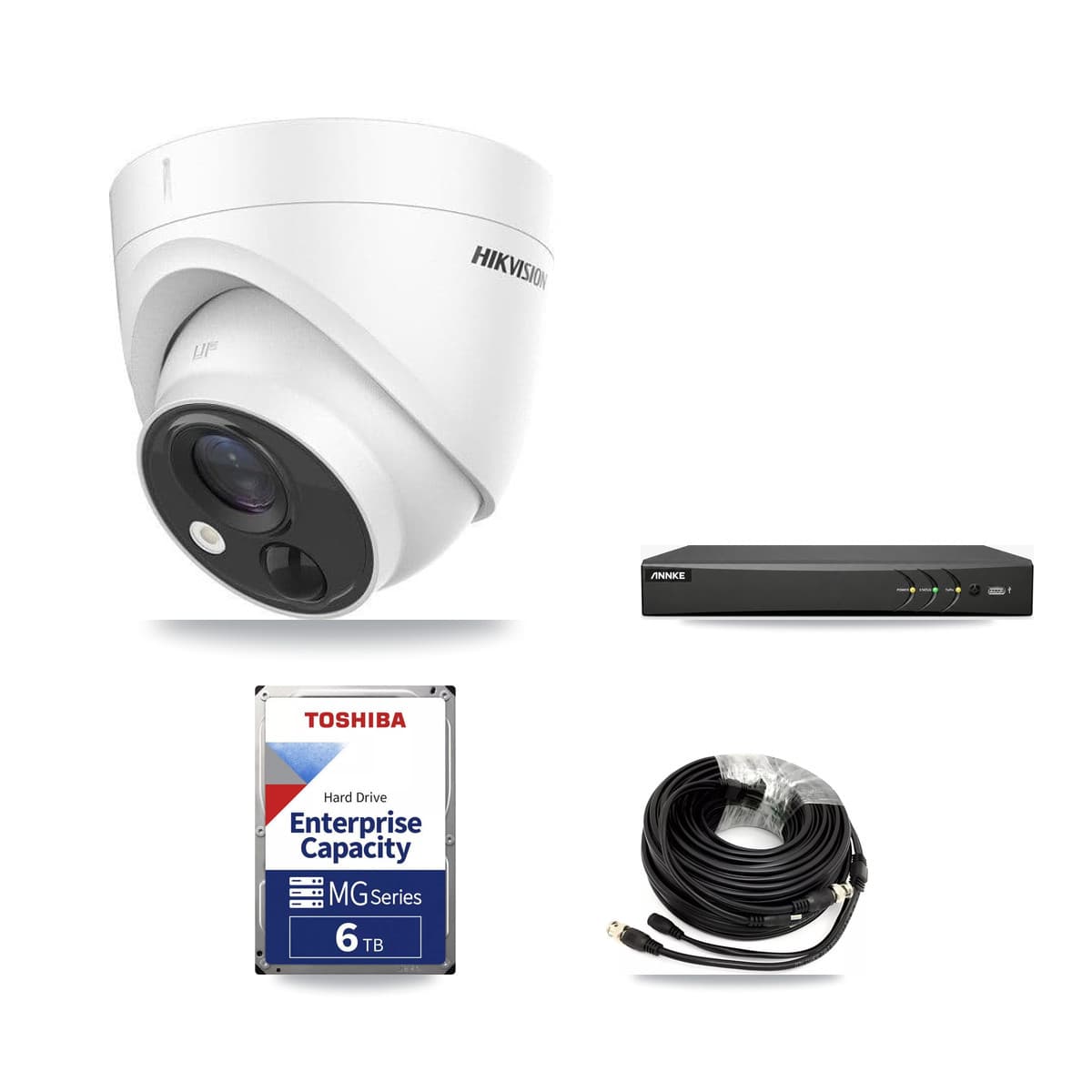 Hikvision & ANNKE 4-Channel 5MP CCTV Kit — 2 DS-2CE71H0T Turret Cameras + 6TB Recording - Image 1