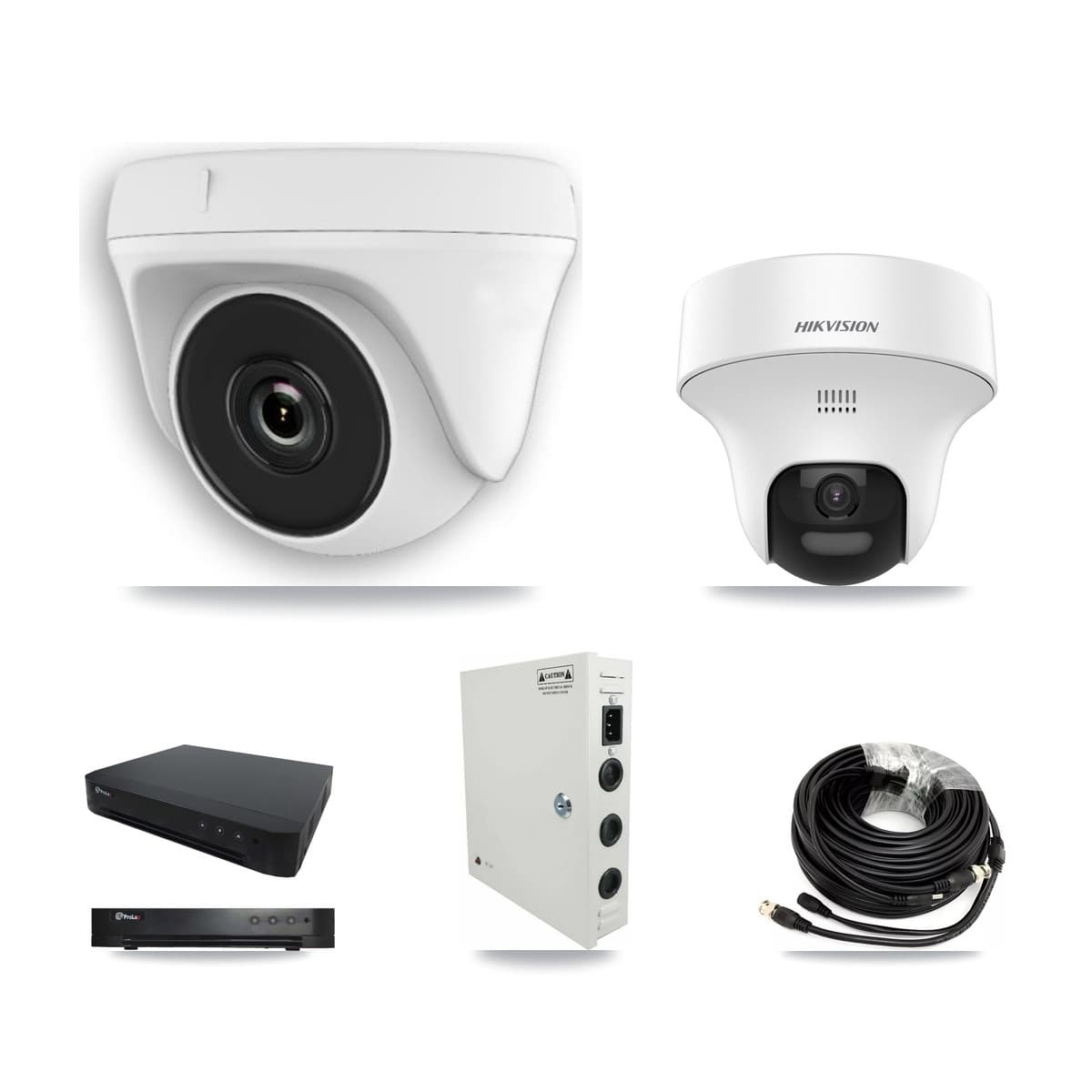 Hikvision & Prolux 16-Channel 2MP – 5MP CCTV Kit — 1 DS-2CE70K0T 5MP Turret + 10 White HDT-2MP-N20W 2MP Dome Cameras + 8TB Recording - Image 1