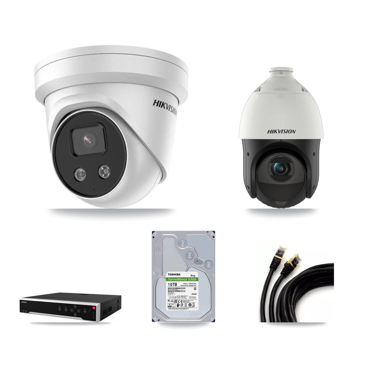Hikvision 32-Channel 4MP – 5MP CCTV Kit — 6 5MP Turret + 1 4MP PTZ Cameras + 10TB Recording - Image 1