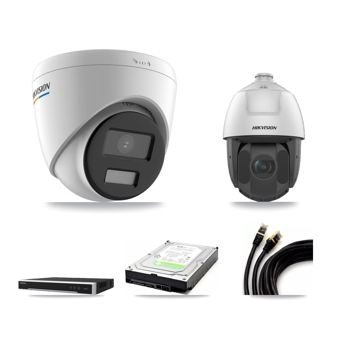 Hikvision 8-Channel 2MP CCTV Kit — 1 Turret + 1 PTZ Cameras + 1TB Recording