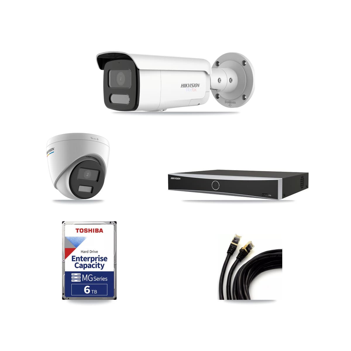 Hikvision 4-Channel 2MP – 4K CCTV Kit — 1 2MP Turret + 2 4K Bullet Cameras + 6TB Recording