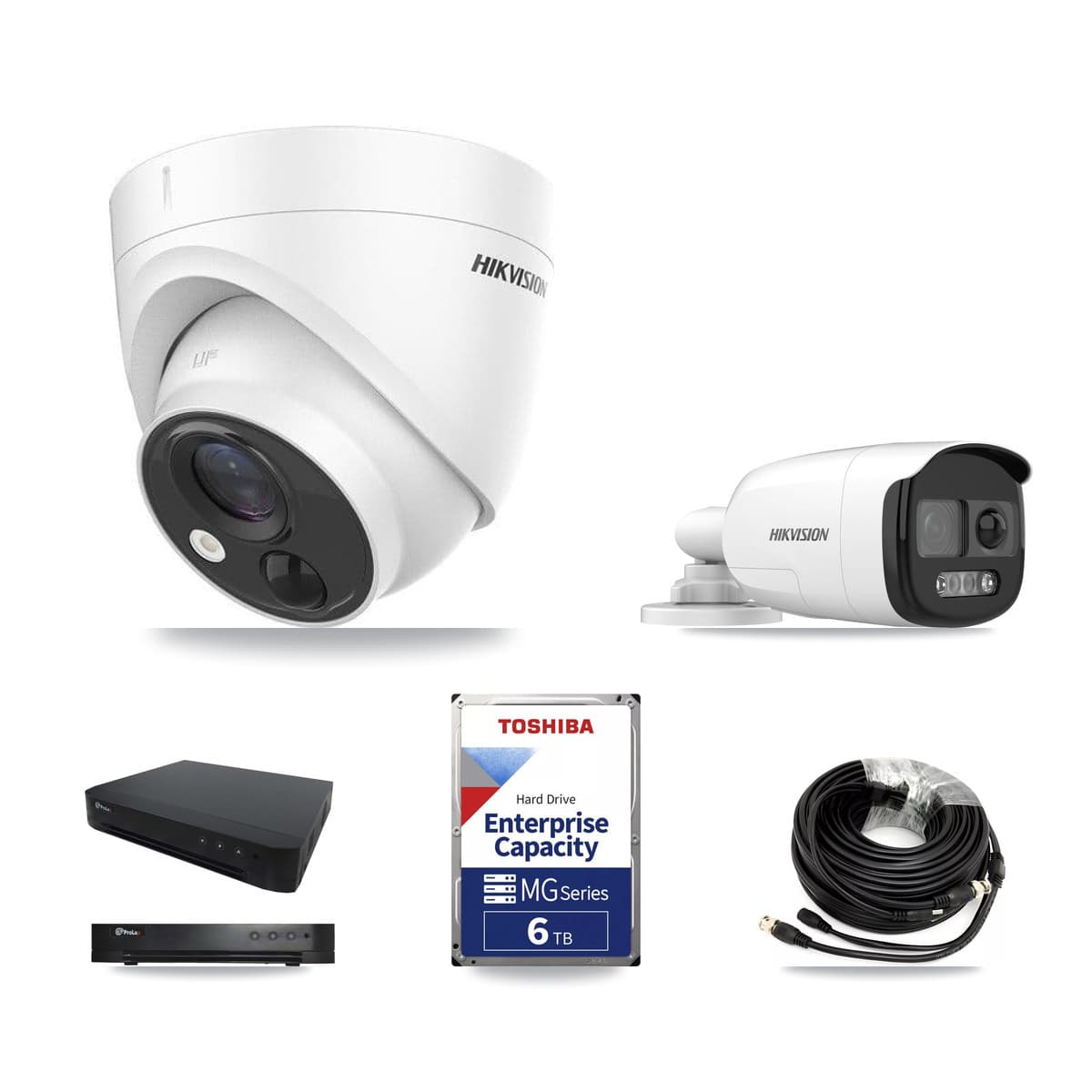 Hikvision & Prolux 16-Channel 5MP CCTV Kit — 1 DS-2CE12KF3T Bullet + 4 DS-2CE71H0T Turret Cameras + 6TB Recording - Image 1