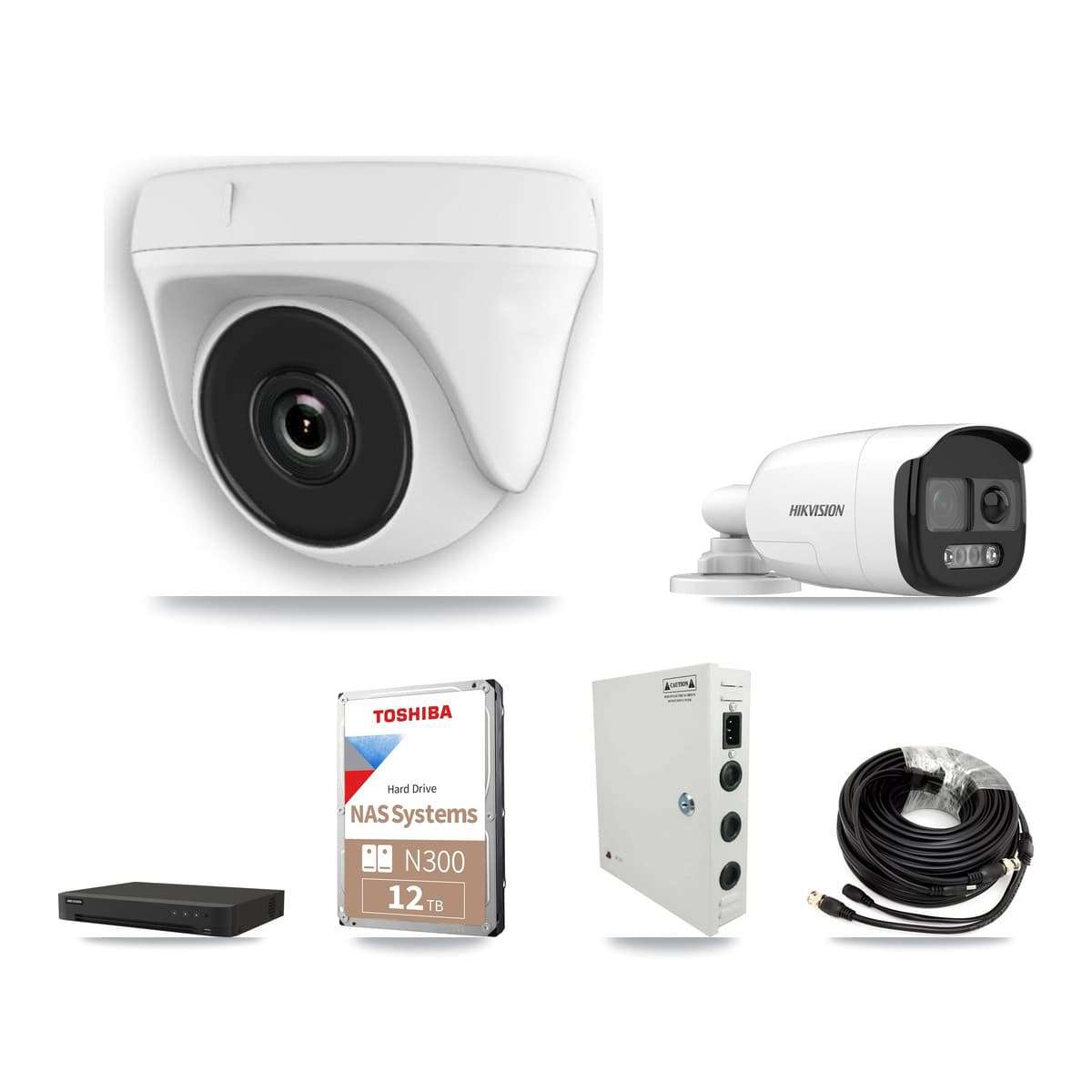 Hikvision 16-Channel 2MP – 5MP CCTV Kit — 1 DS-2CE12KF3T 5MP Bullet + 15 White HDT-2MP-N20W 2MP Dome Cameras + 12TB Recording - Image 1