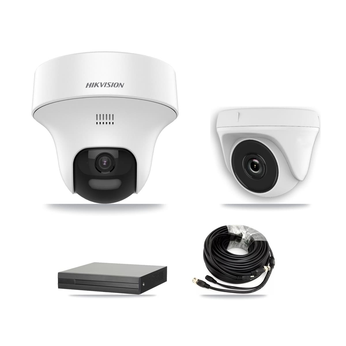 Hikvision 8-Channel 2MP – 5MP CCTV Kit — 4 DS-2CE70K0T 5MP Turret + 4 White HDT-2MP-N20W 2MP Dome Cameras + 8TB Recording (XVR-3108HS Recorder)