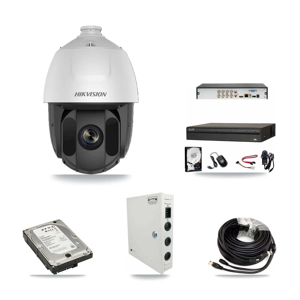 Hikvision & Dahua 8-Channel 2MP CCTV Kit — 7 DS-2AE5225TI PTZ Cameras + 5TB Recording (XVR-3108AD Recorder) - Image 1