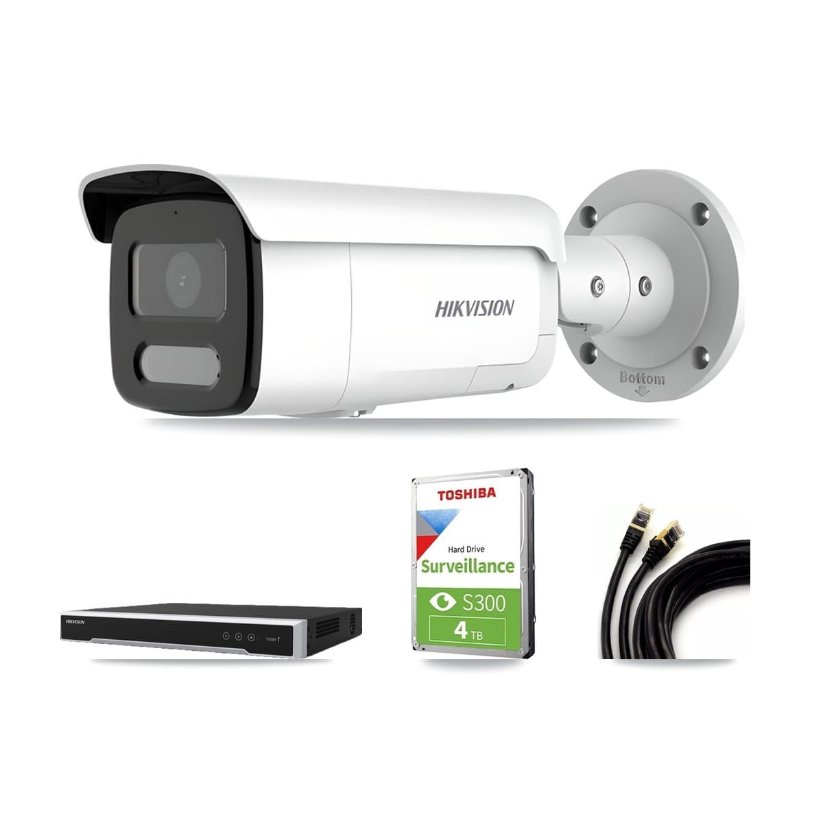 Hikvision 8-Channel 4MP – 4K CCTV Kit — 1 4MP + 1 4K Bullet Cameras + 4TB Recording