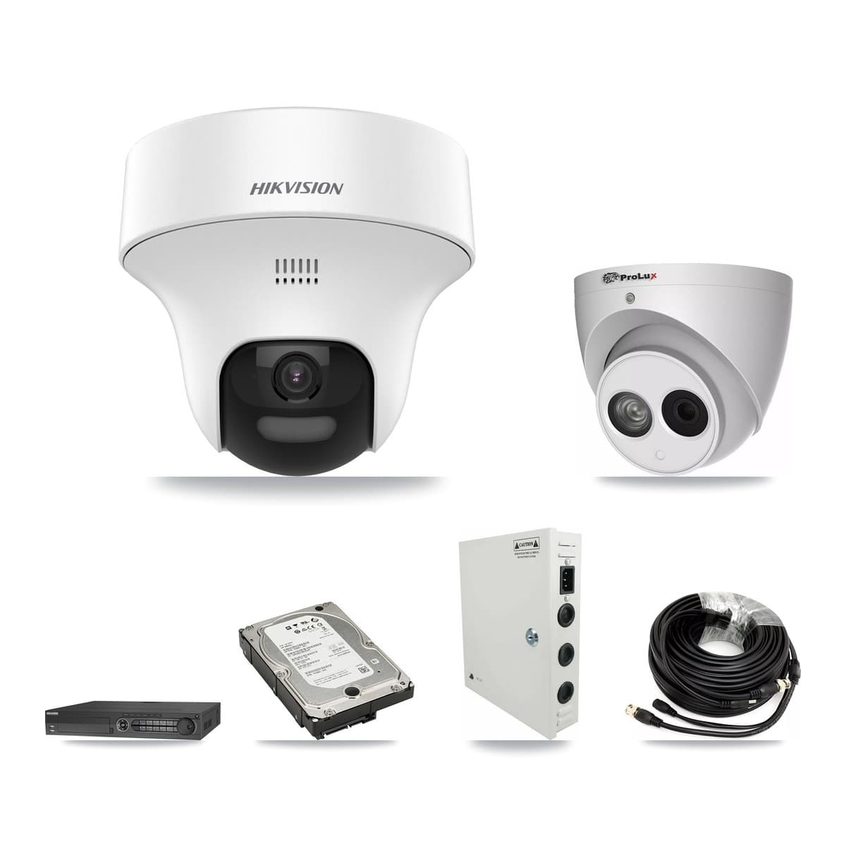 Hikvision & Prolux 32-Channel 4MP – 5MP CCTV Kit — 10 DS-2CE70K0T 5MP + 1 PXC-612C4W-A 4MP Turret Cameras + 3× 5TB Recording (IDS-7332HUHI Recorder) - Image 1
