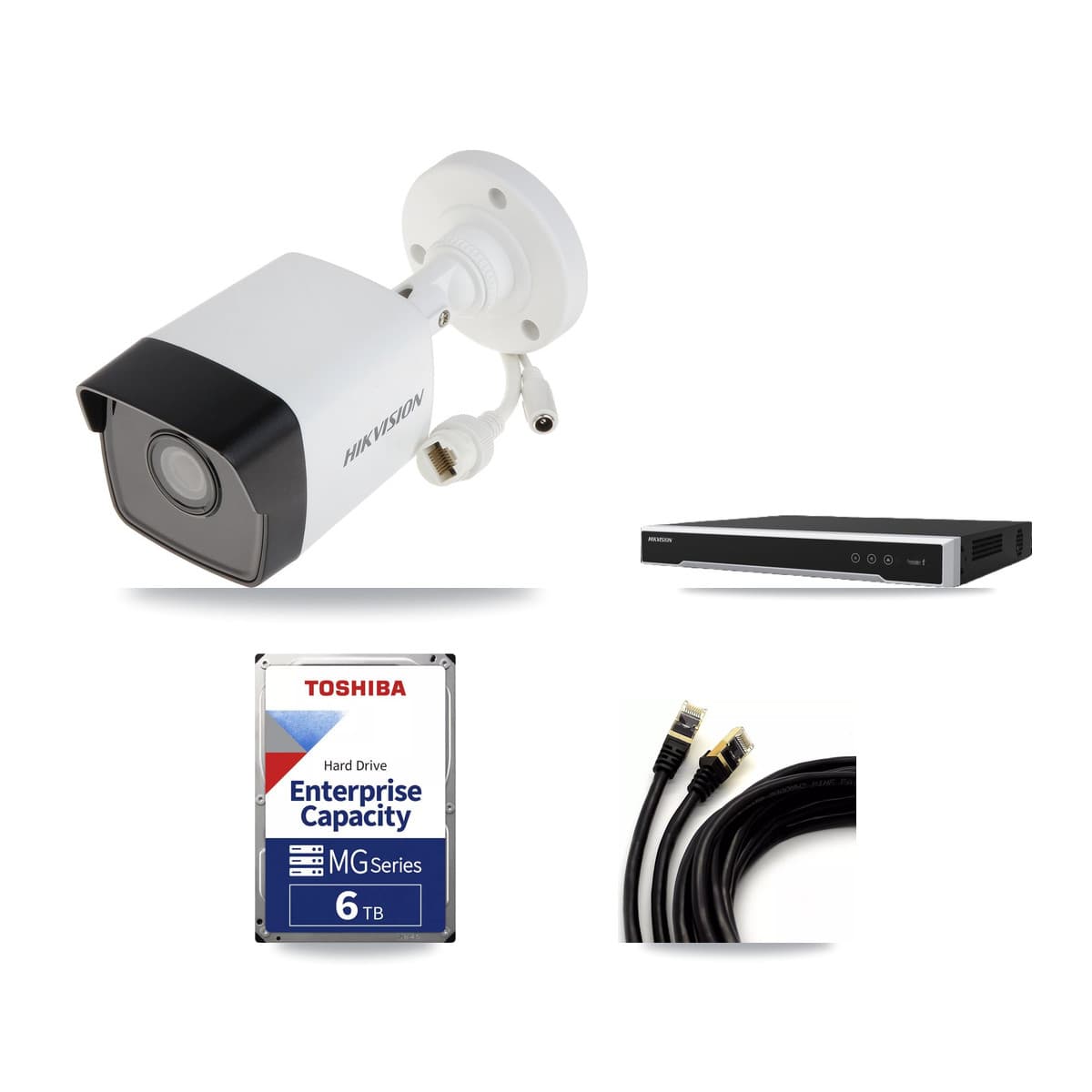 Hikvision 8-Channel 5MP CCTV Kit — 4 DS-2CD1053G0 Bullet Cameras + 6TB Recording