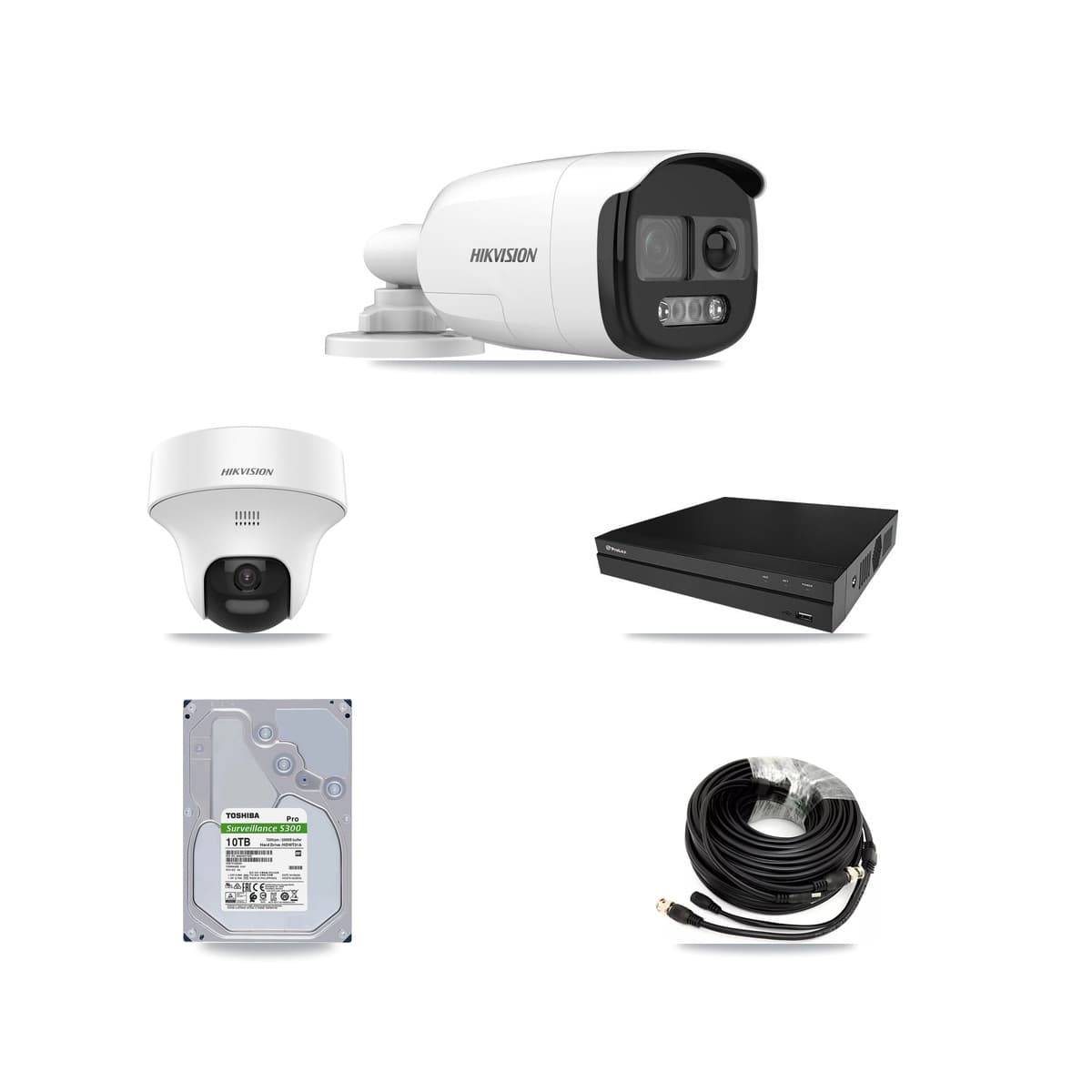 Hikvision & Prolux 8-Channel 5MP CCTV Kit — 6 DS-2CE12KF3T Bullet + 1 DS-2CE70K0T Turret Cameras + 10TB Recording - Image 1