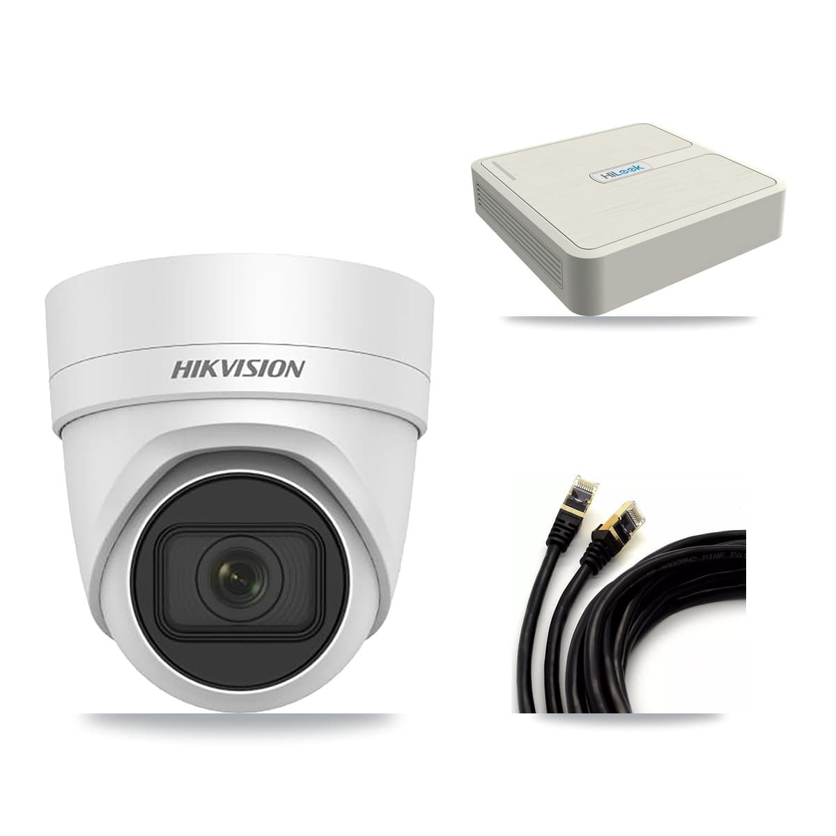 Hikvision & HiLook 8-Channel 4MP CCTV Kit — 6 DS-2CD2H45FWD Turret Cameras + 3TB Recording (NVR-108H-D Recorder)