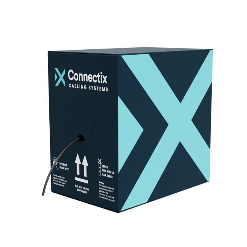 Connectix Cat6 U/UTP Outdoor Network Cable 305m PE Solid Copper Black
