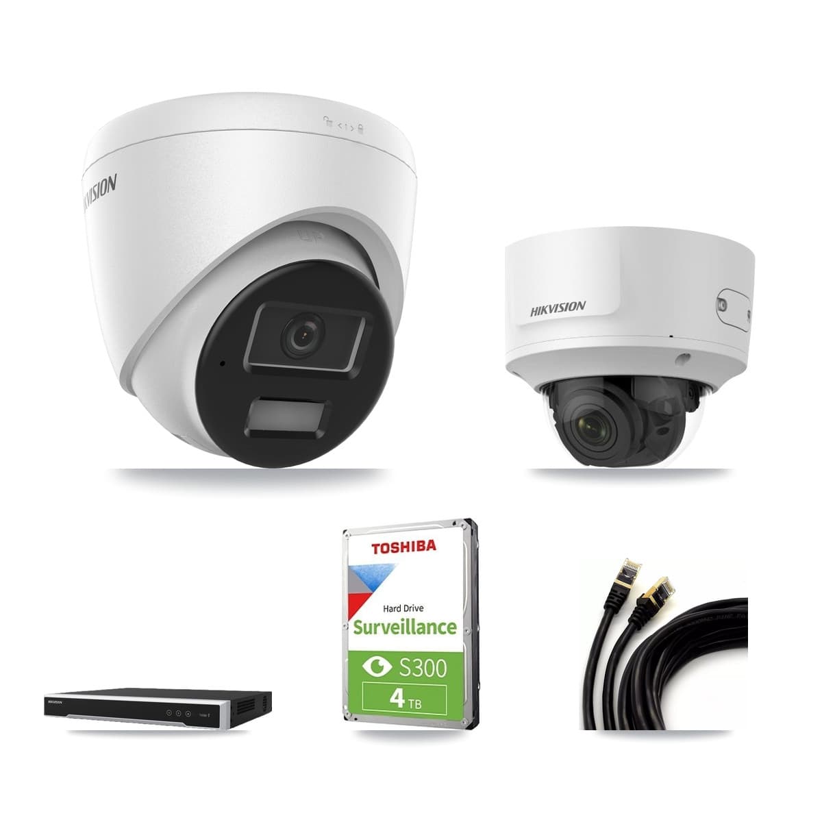 Hikvision 8-Channel 2MP – 4MP CCTV Kit — 1 4MP Turret + 1 2MP Dome Cameras + 4TB Recording - Image 1