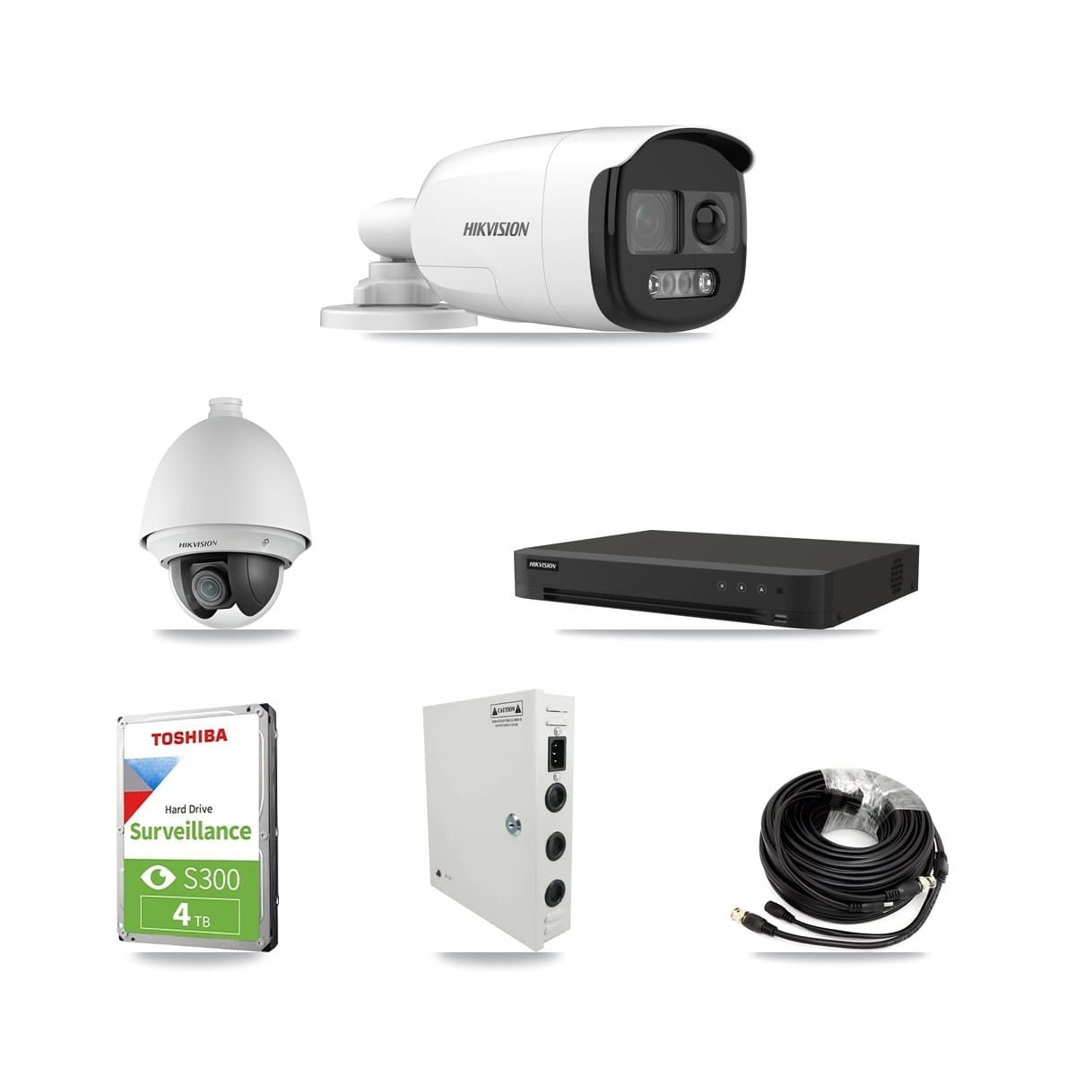 Hikvision 16-Channel 2MP – 5MP CCTV Kit — 1 DS-2AE4225T 2MP PTZ + 2 DS-2CE12KF3T 5MP Bullet Cameras + 4TB Recording (IDS-7216HQHI Recorder) - Image 1