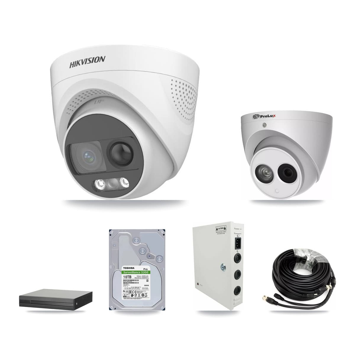 Hikvision & Prolux 16-Channel 4MP – 5MP CCTV Kit — 12 DS-2CE72KF3T 5MP + 1 PXC-612C4W-A 4MP Turret Cameras + 10TB Recording (XVR-3116HS Recorder) - Image 1