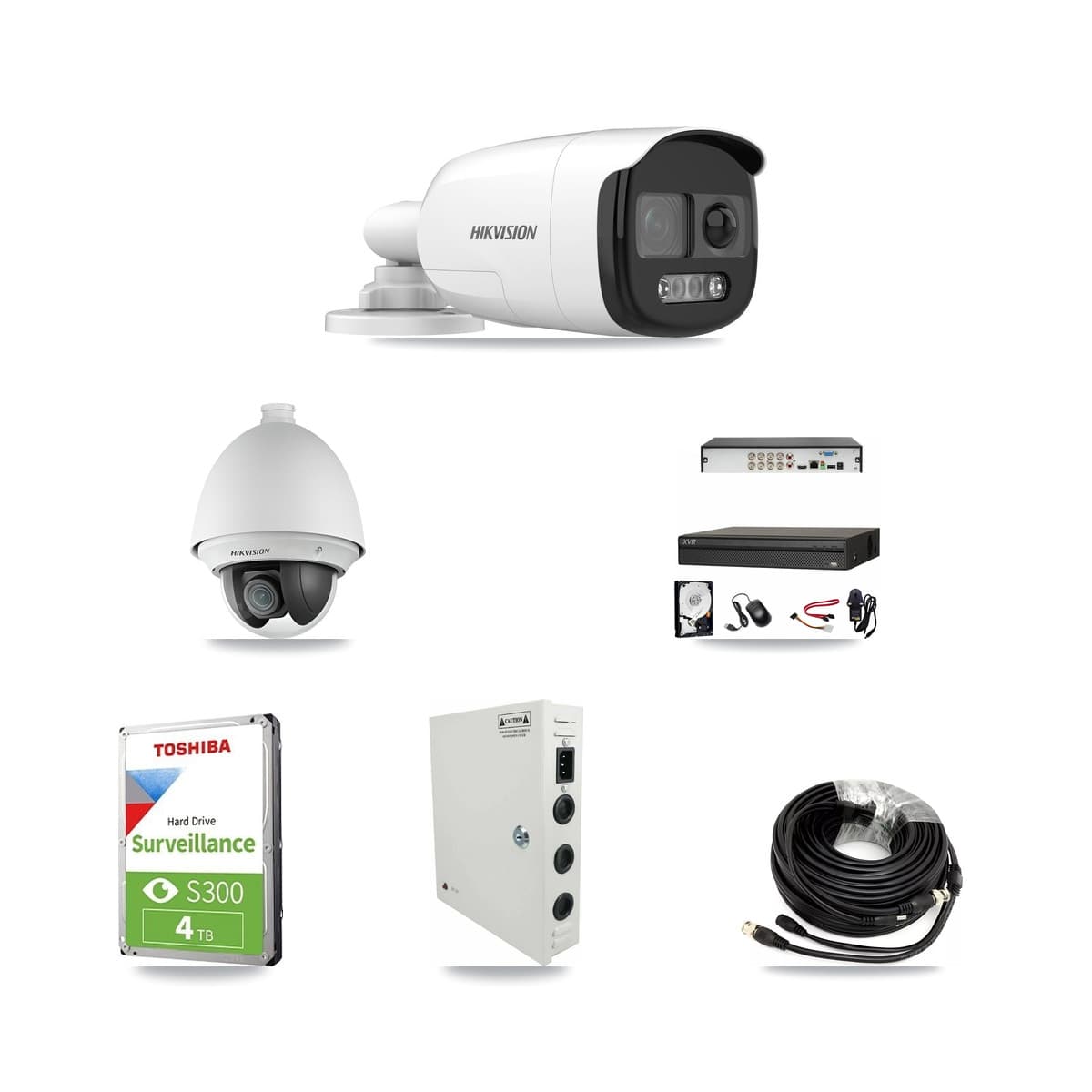 Hikvision & Dahua 8-Channel 2MP – 5MP CCTV Kit — 1 DS-2AE4225T 2MP PTZ + 2 DS-2CE12KF3T 5MP Bullet Cameras + 4TB Recording - Image 1