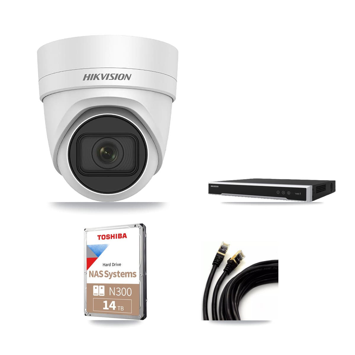 Hikvision 16-Channel 4MP CCTV Kit — 12 DS-2CD2H45FWD Turret Cameras + 14TB Recording