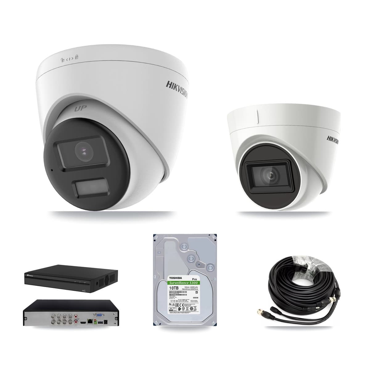 Hikvision & Prolux 8-Channel 4K CCTV Kit — 2 DS-2CE78U0T + 2 DS-2CE78U1T Turret Cameras + 10TB Recording - Image 1