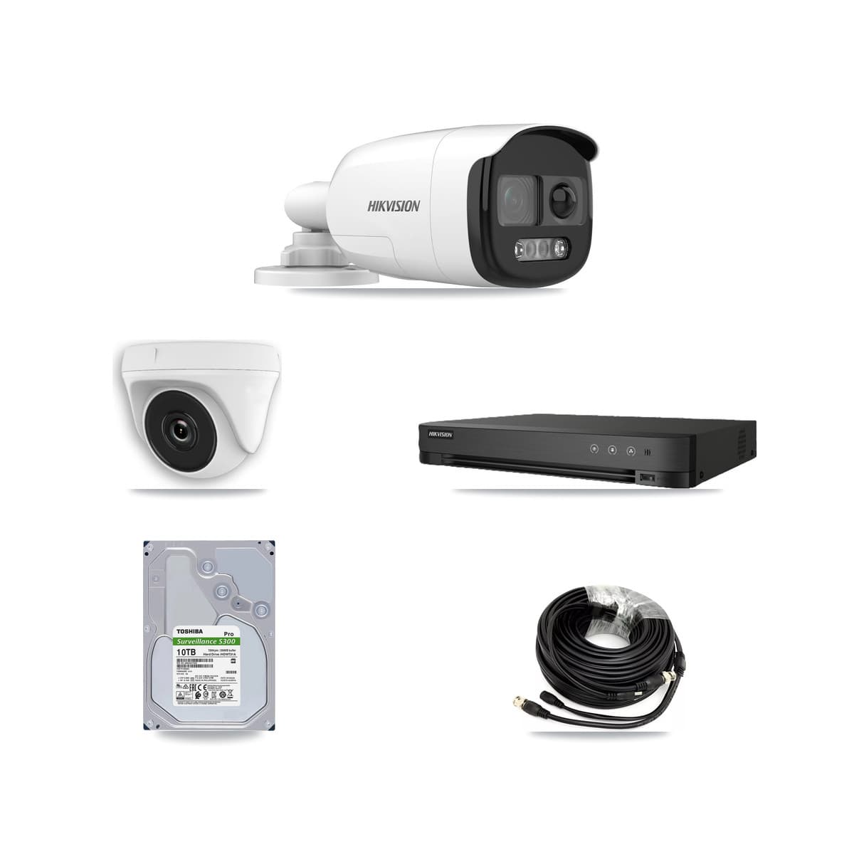 Hikvision 8-Channel 2MP – 5MP CCTV Kit — 6 5MP Bullet + 2 White 2MP Dome Cameras + 10TB Recording (IDS-7208HQHI Recorder) - Image 1