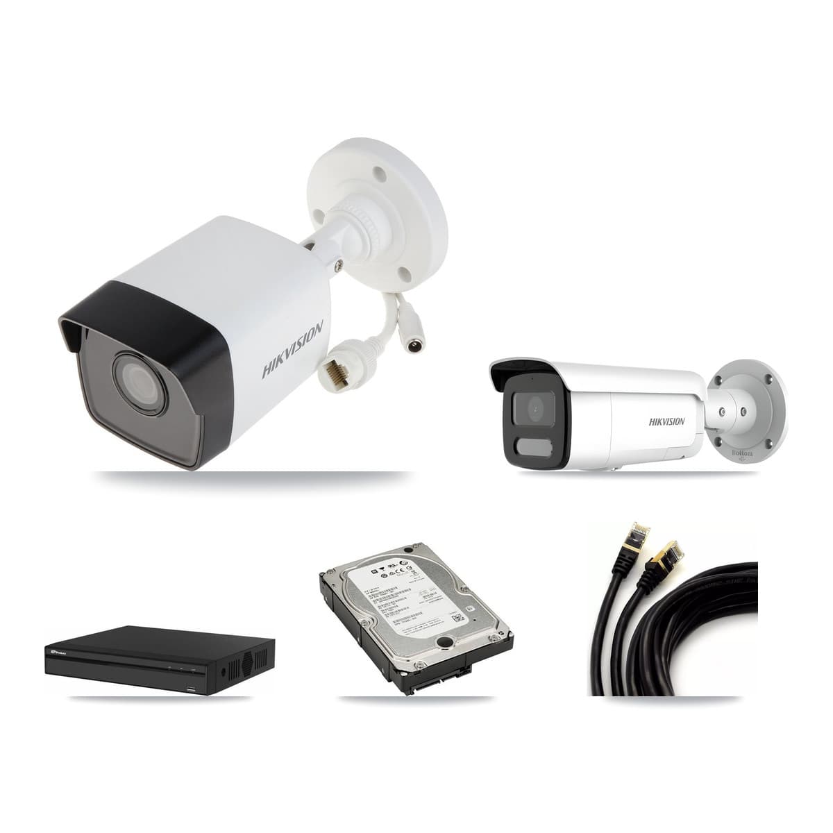 Hikvision & Prolux 4-Channel 4MP – 5MP CCTV Kit — 2 5MP + 2 4MP Bullet Cameras + 5TB Recording