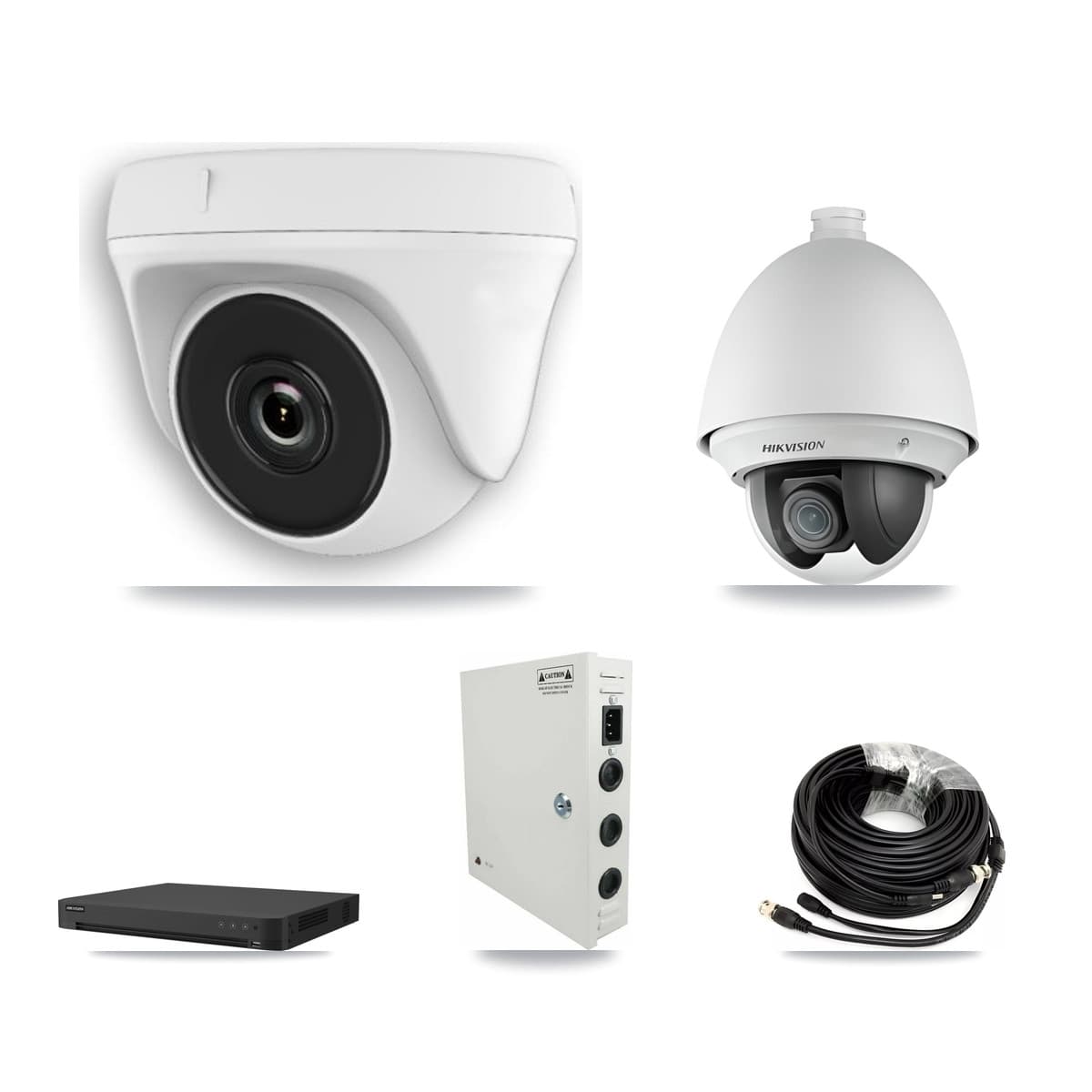 Hikvision 32-Channel 2MP CCTV Kit — 1 DS-2AE4225T PTZ + 22 White HDT-2MP-N20W Dome Cameras + 2× 8TB Recording