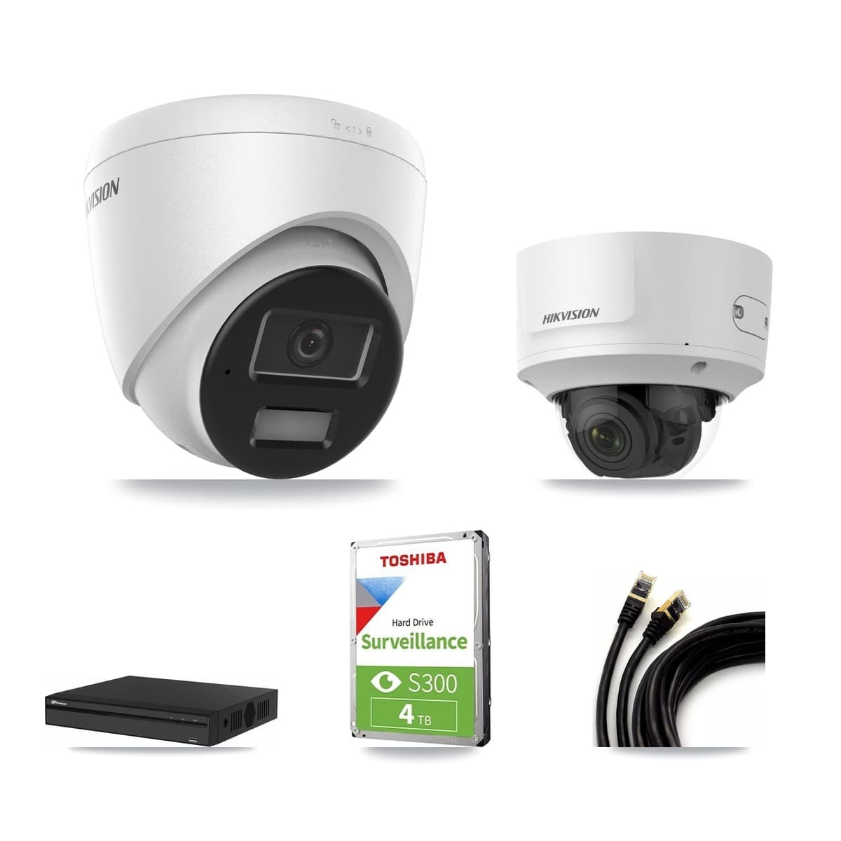 Hikvision & Prolux 4-Channel 2MP – 4MP CCTV Kit — 2 4MP Turret + 1 2MP Dome Cameras + 4TB Recording - Image 1