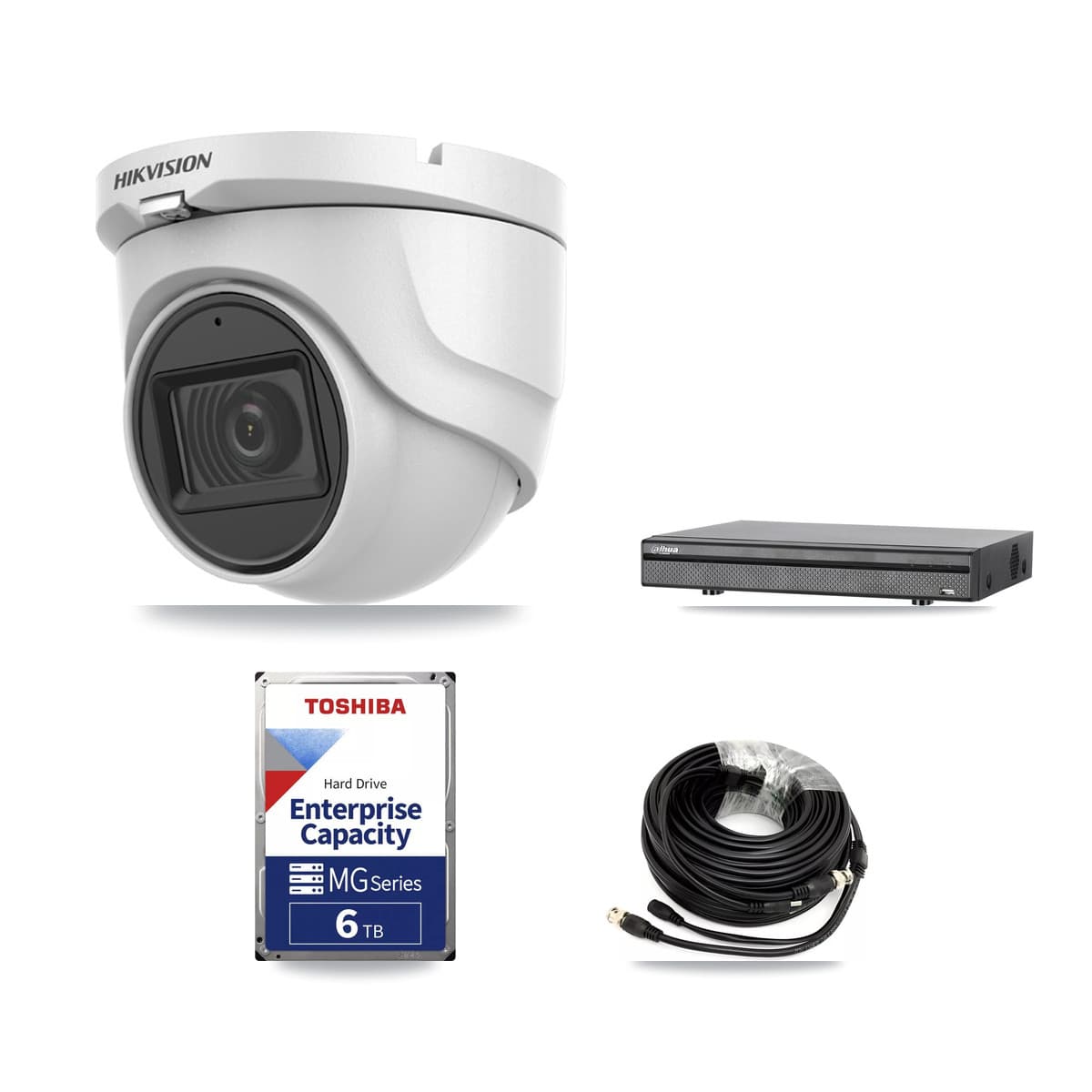 Hikvision & Dahua 8-Channel 5MP CCTV Kit — 5 DS-2CE76H0T Turret Cameras + 6TB Recording (DH-XVR5108H Recorder) - Image 1