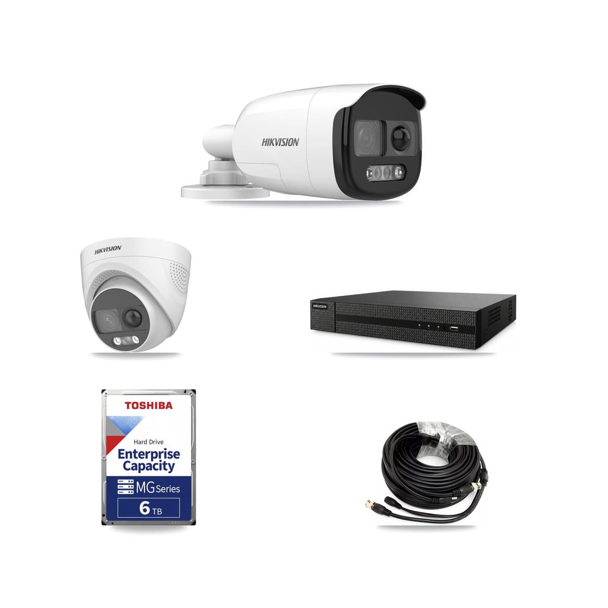 Hikvision 8-Channel 5MP CCTV Kit — 3 DS-2CE12KF3T Bullet + 1 DS-2CE72KF3T Turret Cameras + 6TB Recording