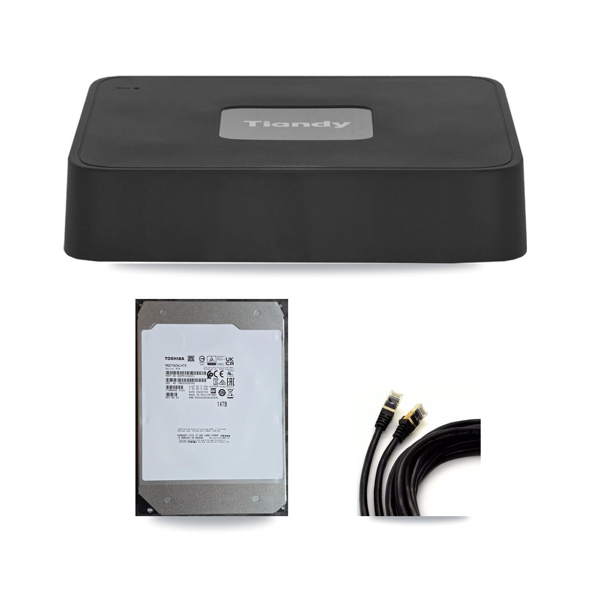 Tiandy 4-channel CCTV kit: 4 cameras (4× 5MP Dome), 14TB hard drive