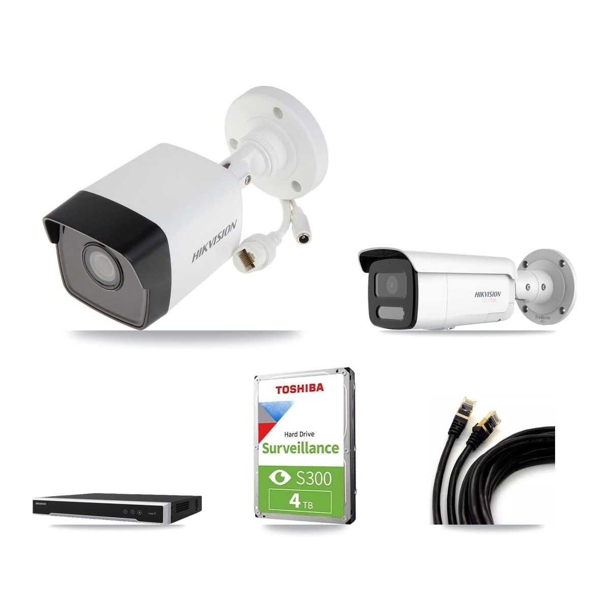 Hikvision 8-Channel 5MP – 4K CCTV Kit — 1 5MP + 1 White 4K Bullet Cameras + 4TB Recording