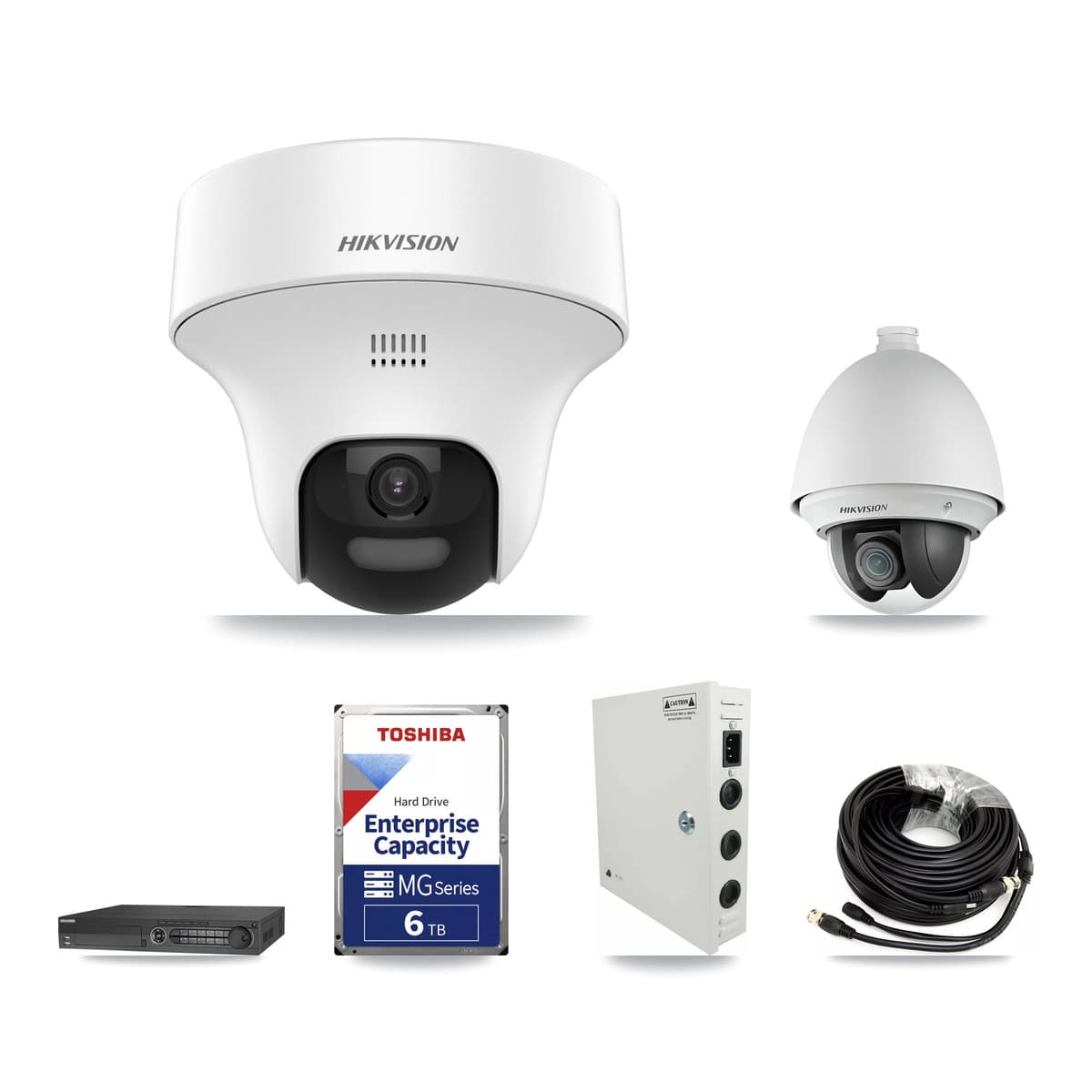 Hikvision 32-Channel 2MP – 5MP CCTV Kit — 1 DS-2AE4225T 2MP PTZ + 4 DS-2CE70K0T 5MP Turret Cameras + 6TB Recording (DS-7332HQHI Recorder) - Image 1