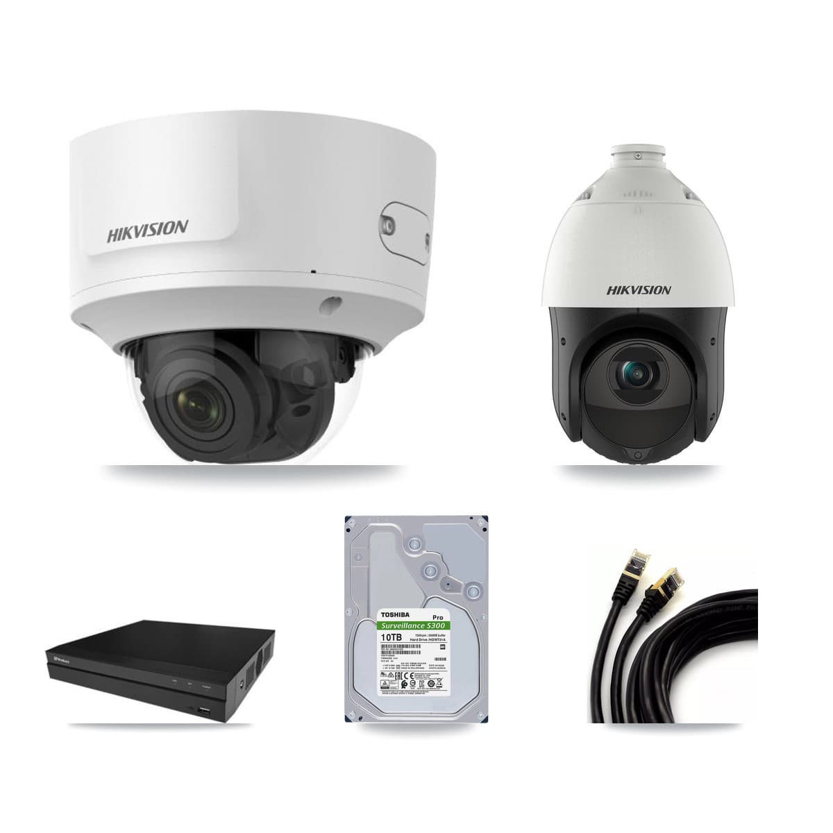 Hikvision & Prolux 16-Channel 2MP – 4MP CCTV Kit — 5 2MP Dome + 5 4MP PTZ Cameras + 10TB Recording - Image 1