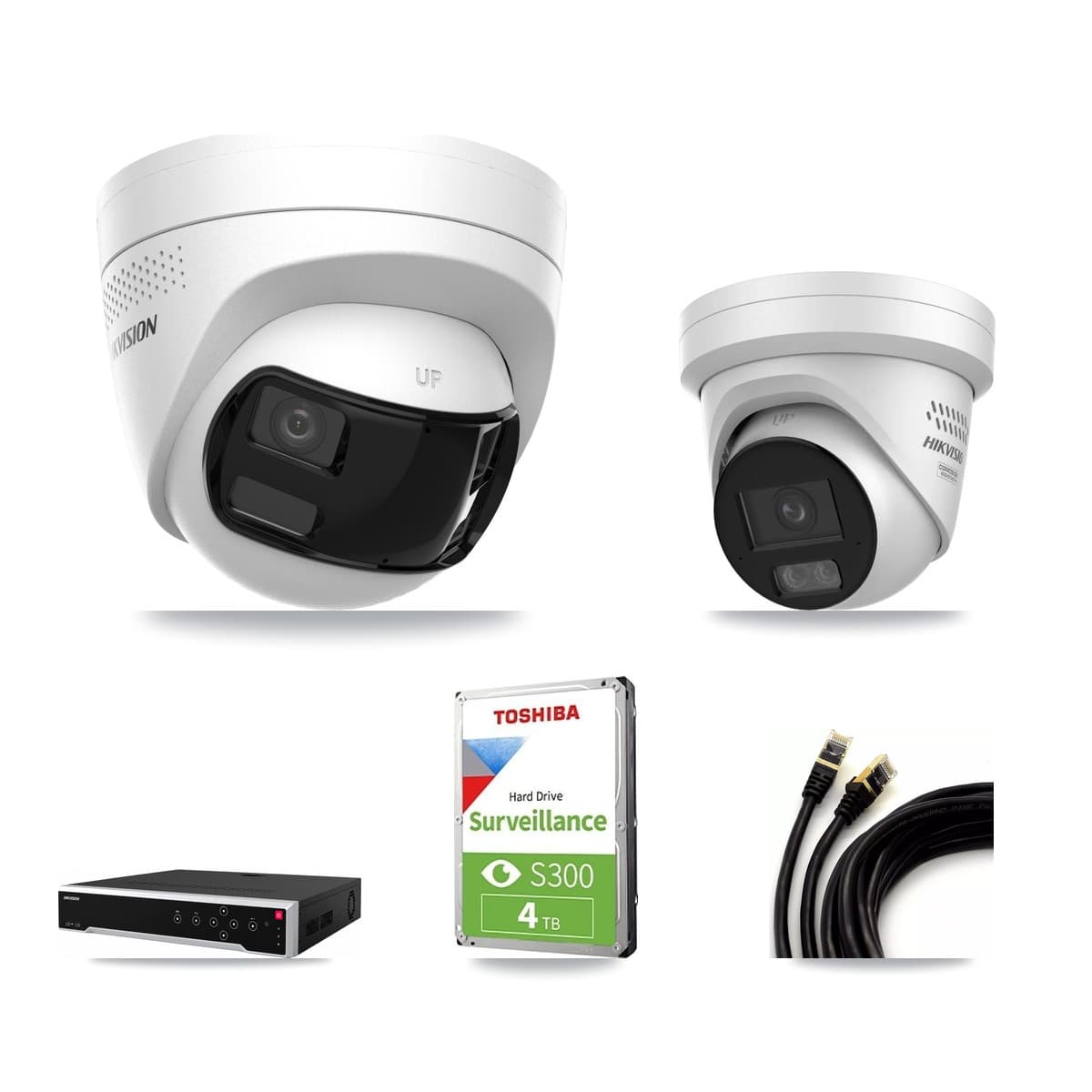 Hikvision 32-Channel 4MP – 4K CCTV Kit — 1 DS-2CD1383G2P 4K + 1 DS-2CD2347G3 4MP Turret Cameras + 4TB Recording - Image 1