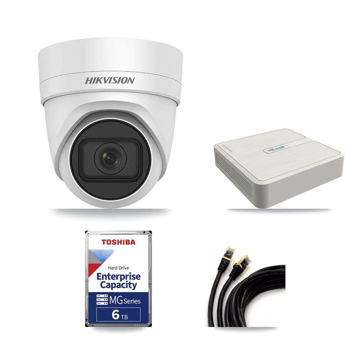Hikvision & HiLook 8-Channel 4MP CCTV Kit — 5 DS-2CD2H45FWD Turret Cameras + 6TB Recording (NVR-108H-D Recorder) - Image 1