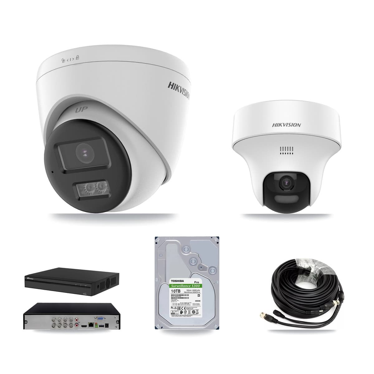 Hikvision & Prolux 8-Channel 5MP CCTV Kit — 1 DS-2CE70K0T + 6 DS-2CE78K0T Turret Cameras + 10TB Recording - Image 1