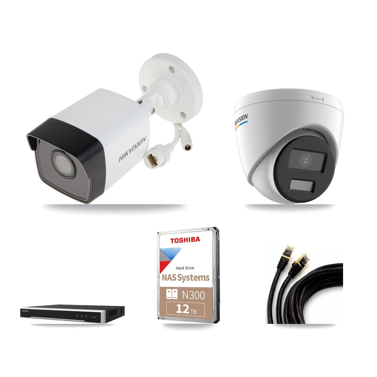 Hikvision 16-Channel 2MP – 5MP CCTV Kit — 6 5MP Bullet + 6 2MP Turret Cameras + 12TB Recording