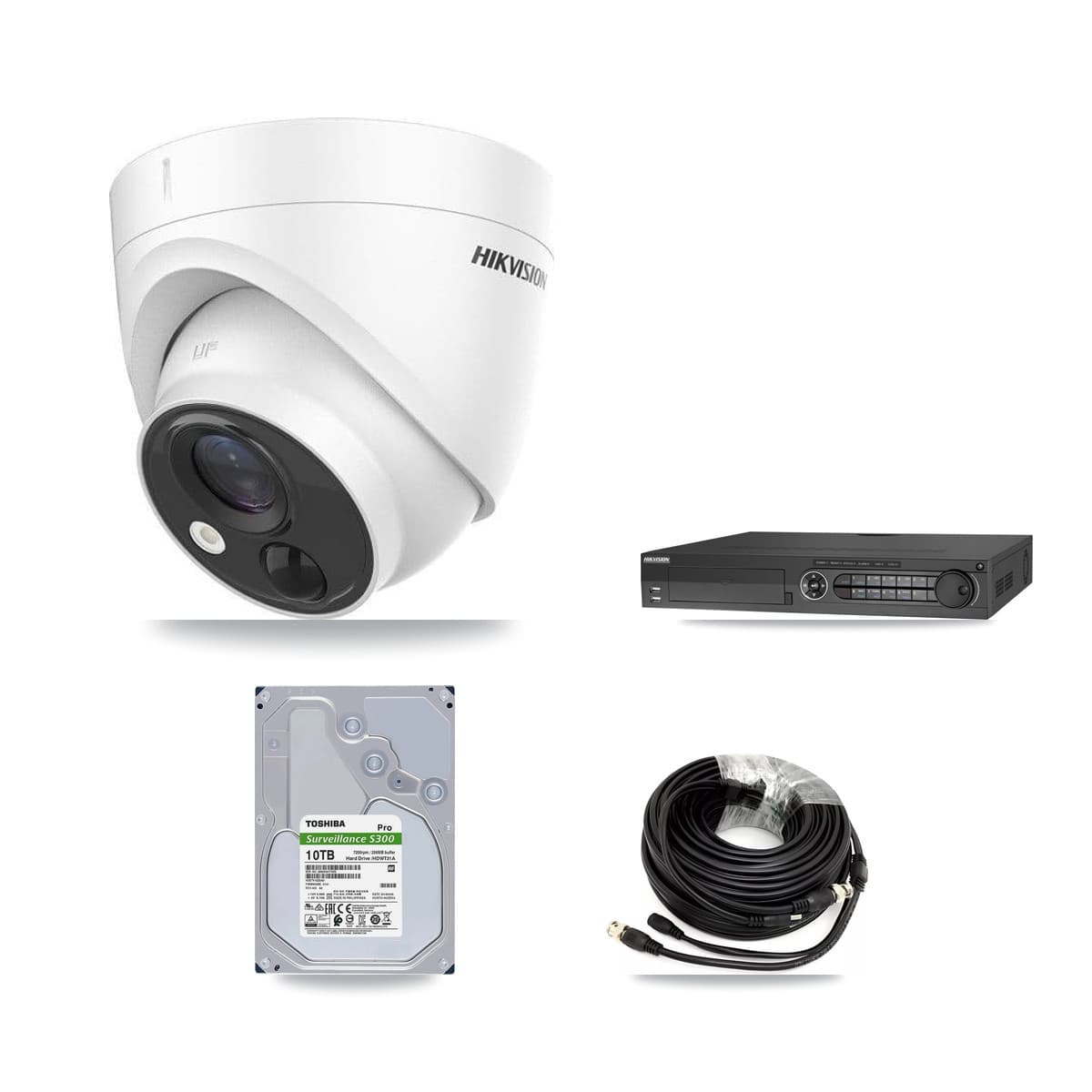 Hikvision 32-Channel 5MP CCTV Kit — 8 DS-2CE71H0T Turret Cameras + 10TB Recording (DS-7332HQHI Recorder) - Image 1