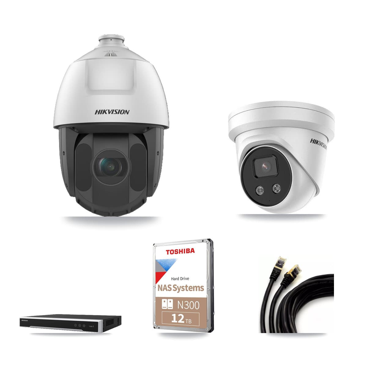 Hikvision 16-Channel 2MP – 5MP CCTV Kit — 4 5MP Turret + 10 2MP PTZ Cameras + 12TB Recording - Image 1