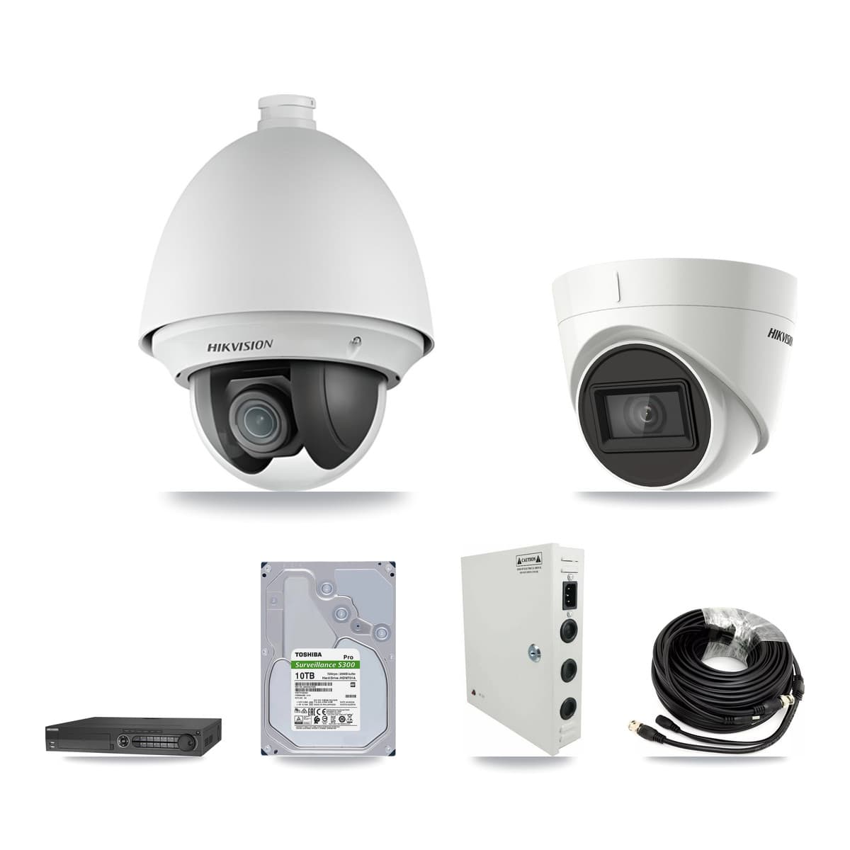 Hikvision 32-Channel 2MP – 4K CCTV Kit — 29 DS-2AE4225T 2MP PTZ + 1 DS-2CE78U1T 4K Turret Cameras + 2× 10TB Recording - Image 1