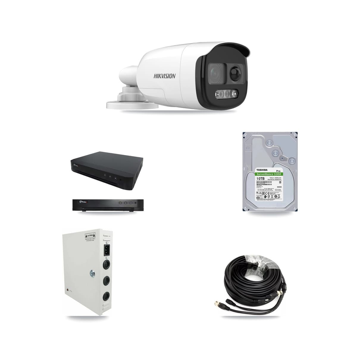 Hikvision & Prolux 16-Channel 5MP CCTV Kit — 10 DS-2CE12KF3T Bullet Cameras + 10TB Recording - Image 1