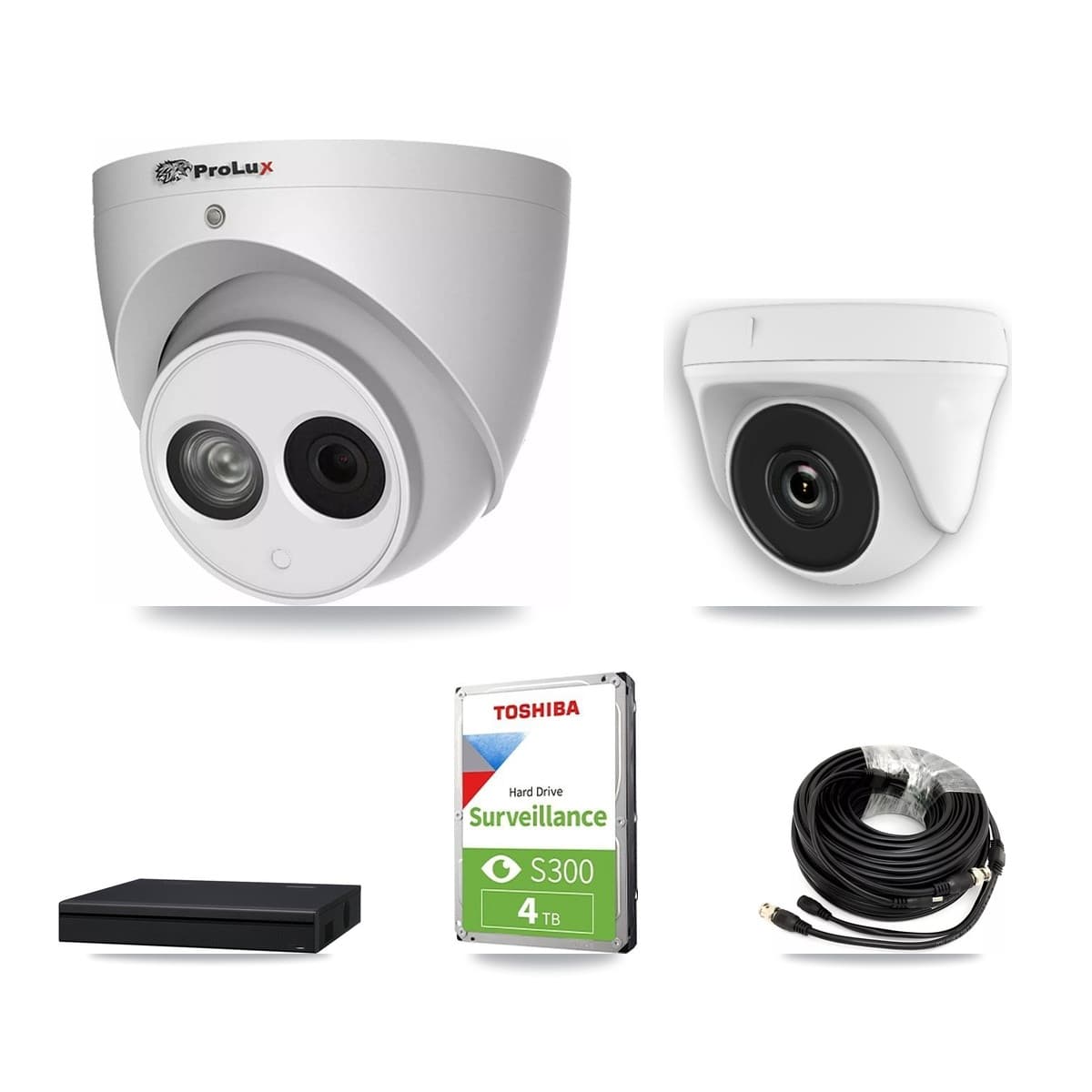 Prolux 8-Channel 2MP – 4MP CCTV Kit — 1 White 2MP Dome + 2 4MP Turret Cameras + 4TB Recording (XVR-3108AD Recorder) - Image 1
